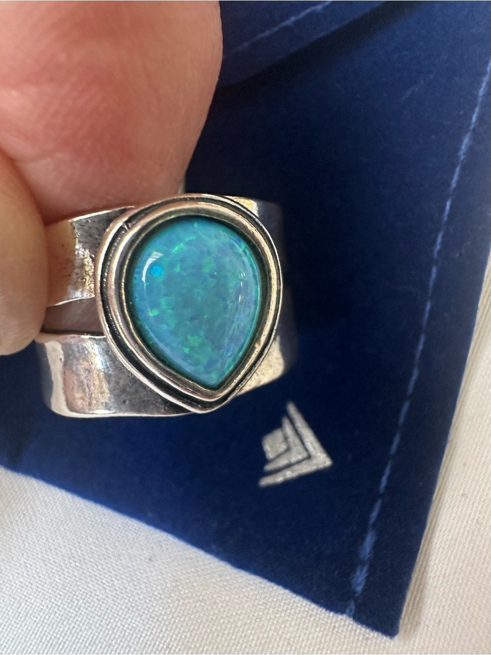 Silpada Sterling Silver Teardrop Blue Opal Ring - Picture 2 of 6